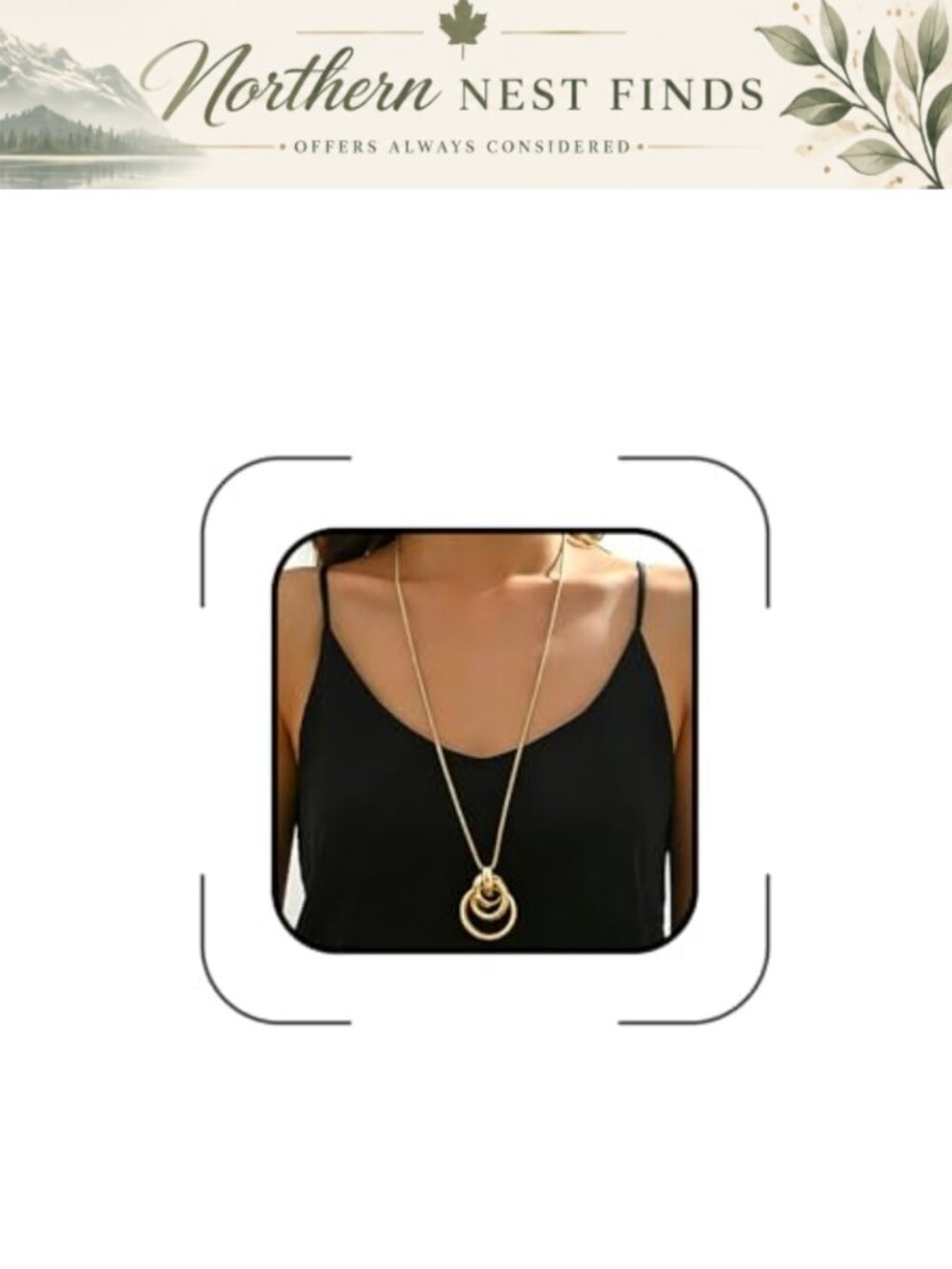 Long Gold Knot Pendant Necklace Chunky Geometric Choker Statement